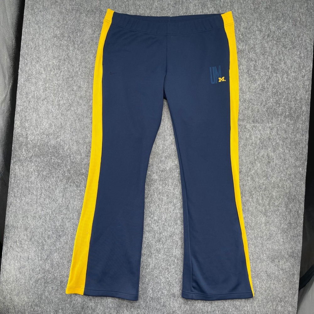 Michigan Wolverines Track Pants XL 16-18 Navy Blue Yellow Nike Team Vintage